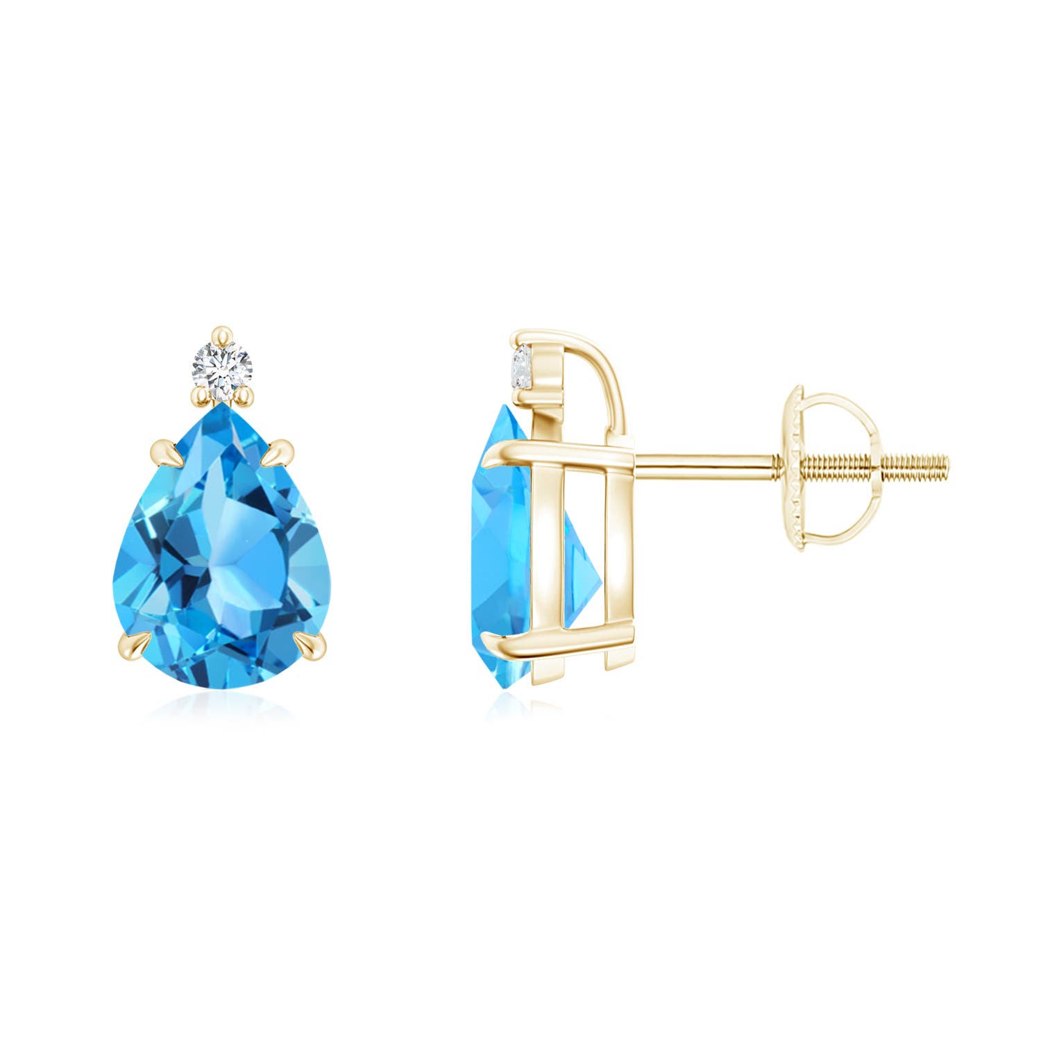 AAA - Swiss Blue Topaz / 3.14 CT / 14 KT Yellow Gold