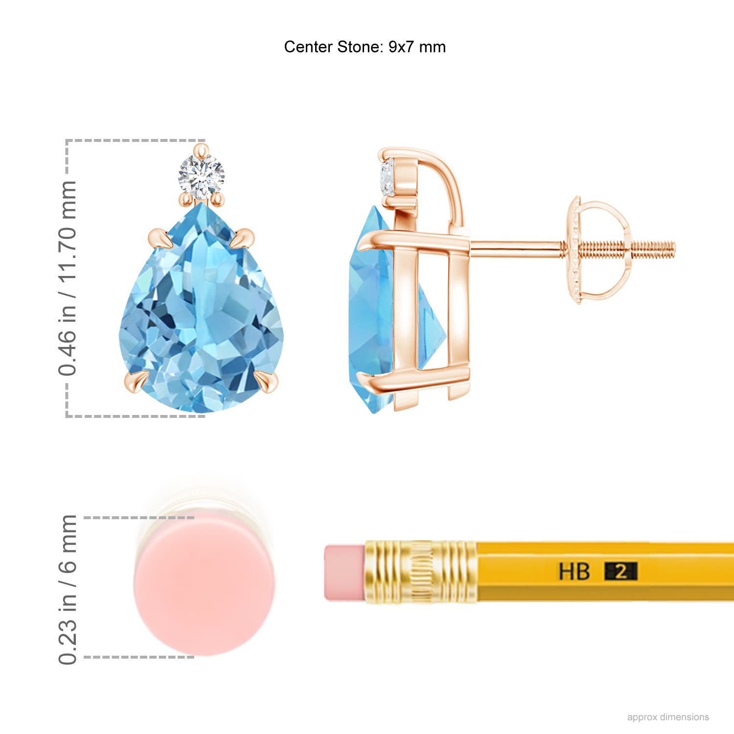 A - Swiss Blue Topaz / 3.87 CT / 14 KT Rose Gold