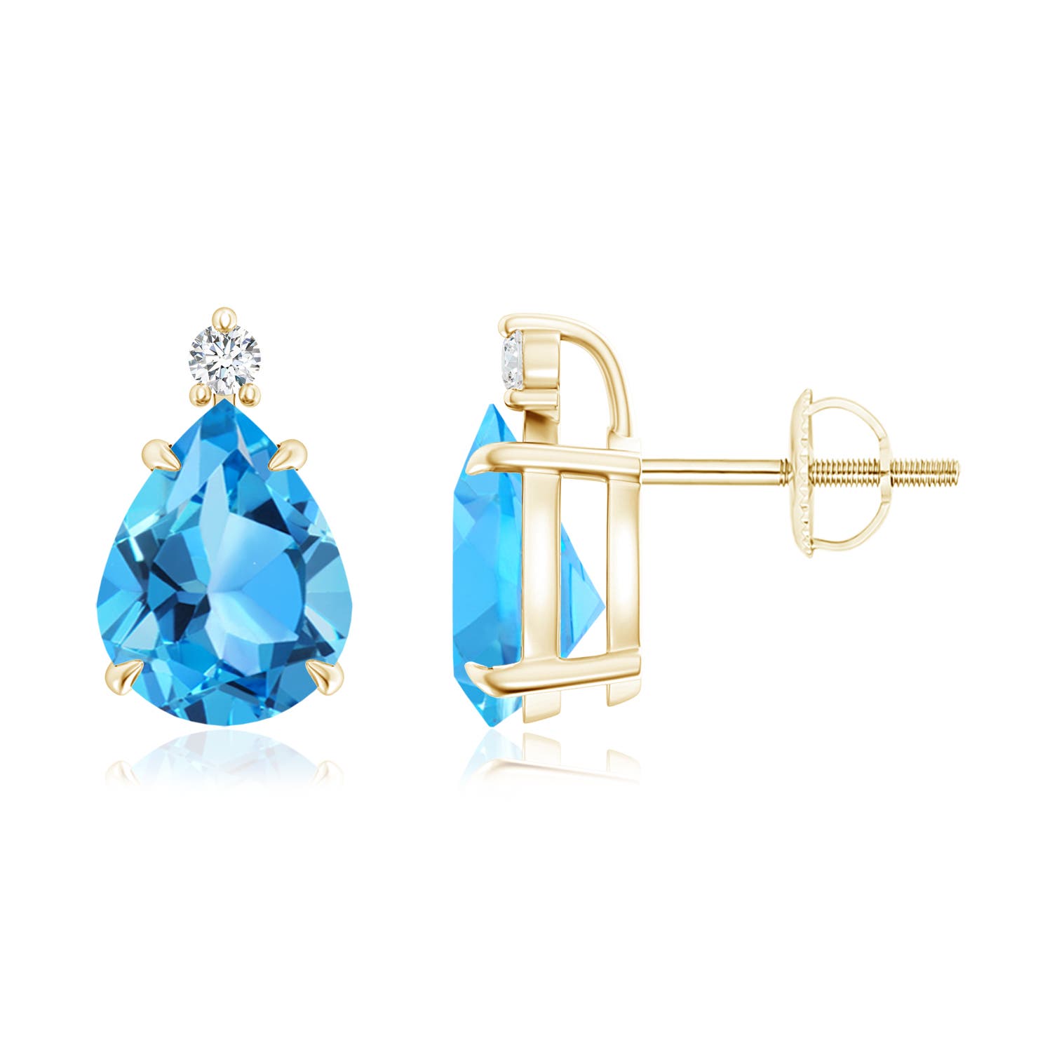 AAA - Swiss Blue Topaz / 3.87 CT / 14 KT Yellow Gold