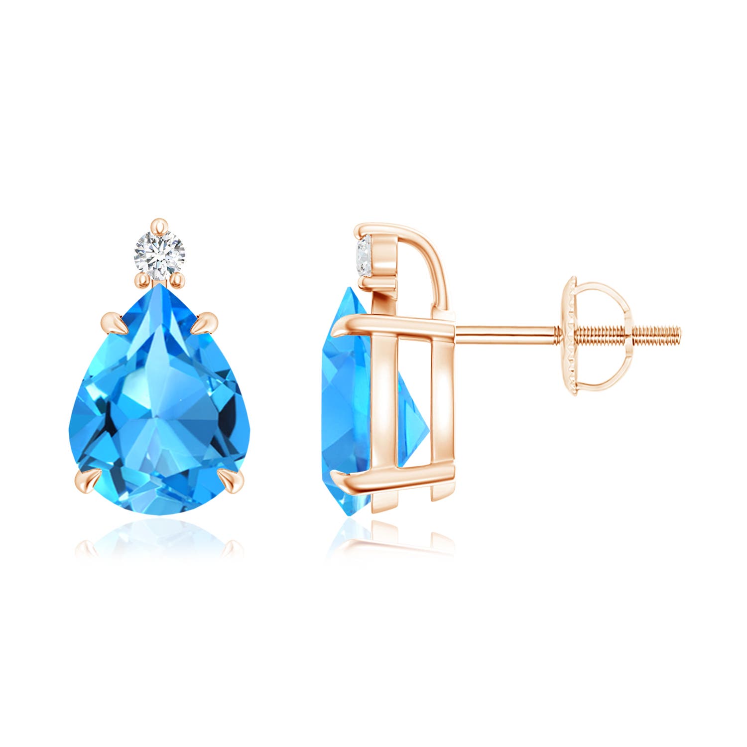 AAAA - Swiss Blue Topaz / 3.87 CT / 14 KT Rose Gold