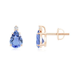 7x5mm A Classic Claw-Set Pear Tanzanite Solitaire Stud Earrings in Rose Gold