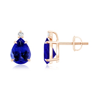 8x6mm AAAA Classic Claw-Set Pear Tanzanite Solitaire Stud Earrings in Rose Gold