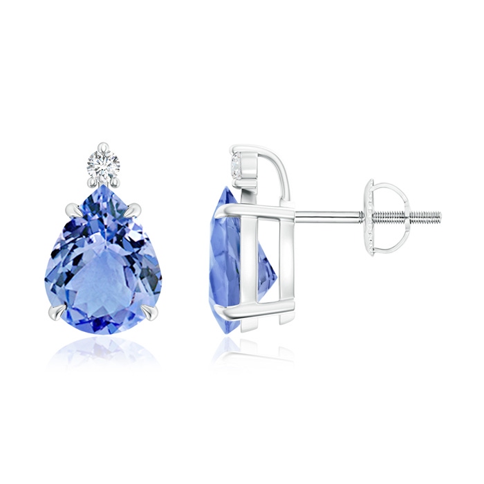 9x7mm A Classic Claw-Set Pear Tanzanite Solitaire Stud Earrings in P950 Platinum 