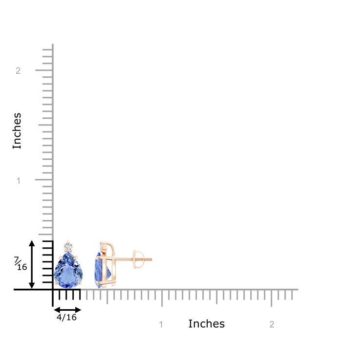 9x7mm A Classic Claw-Set Pear Tanzanite Solitaire Stud Earrings in Rose Gold product image