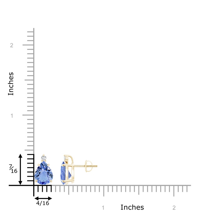 9x7mm A Classic Claw-Set Pear Tanzanite Solitaire Stud Earrings in Yellow Gold product image