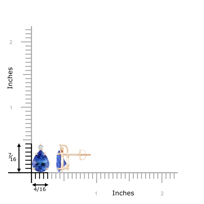 9x7mm AA Classic Claw-Set Pear Tanzanite Solitaire Stud Earrings in Rose Gold product image