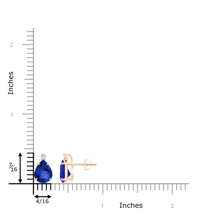 9x7mm AAA Classic Claw-Set Pear Tanzanite Solitaire Stud Earrings in Rose Gold product image