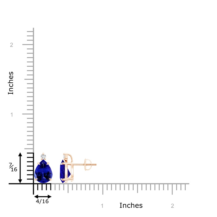 9x7mm AAAA Classic Claw-Set Pear Tanzanite Solitaire Stud Earrings in Rose Gold product image