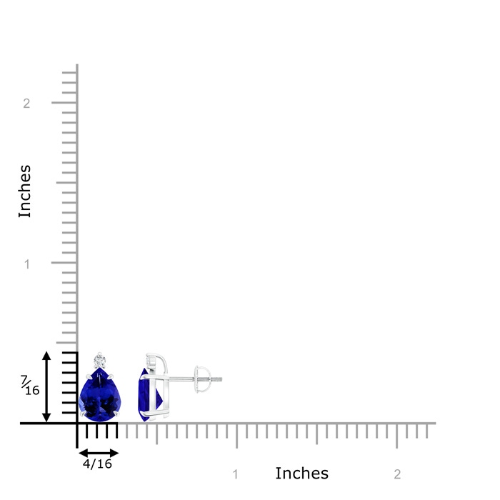 9x7mm AAAA Classic Claw-Set Pear Tanzanite Solitaire Stud Earrings in White Gold product image