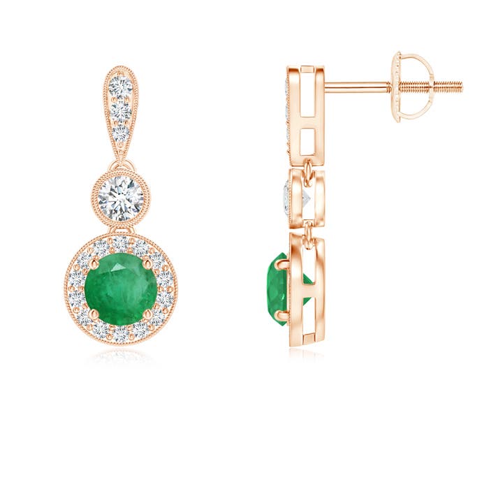 A - Emerald / 0.8 CT / 14 KT Rose Gold