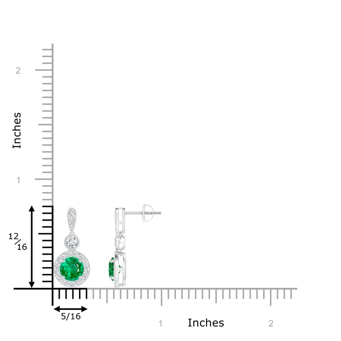 5mm AAA Milgrain-Edged Emerald and Diamond Halo Dangle Earrings in P950 Platinum product image
