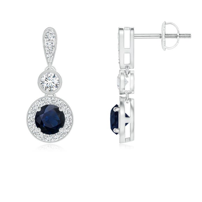 A - Blue Sapphire / 0.98 CT / 14 KT White Gold