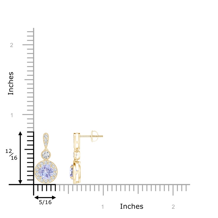 5mm A Milgrain-Edged Tanzanite and Diamond Halo Dangle Earrings in Yellow Gold product image