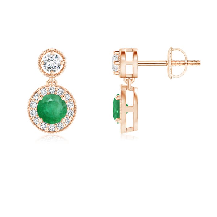 A - Emerald / 0.76 CT / 14 KT Rose Gold