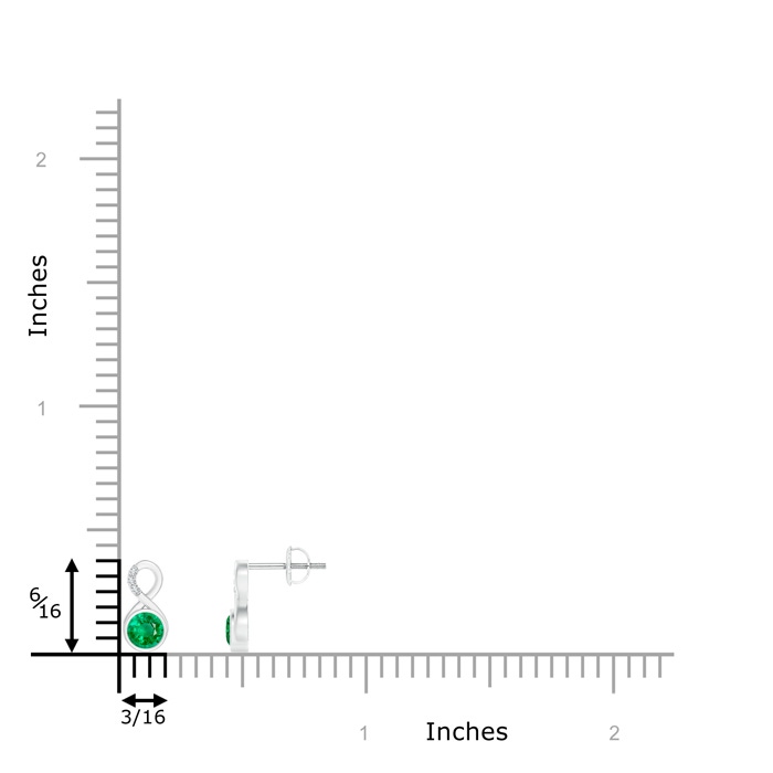 4mm AAA Bezel-Set Emerald Infinity Stud Earrings with Diamonds in White Gold product image