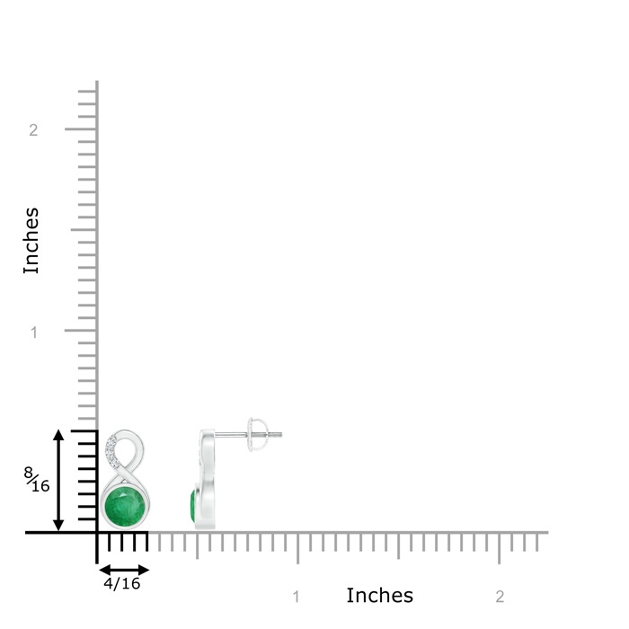 5mm A Bezel-Set Emerald Infinity Stud Earrings with Diamonds in P950 Platinum product image