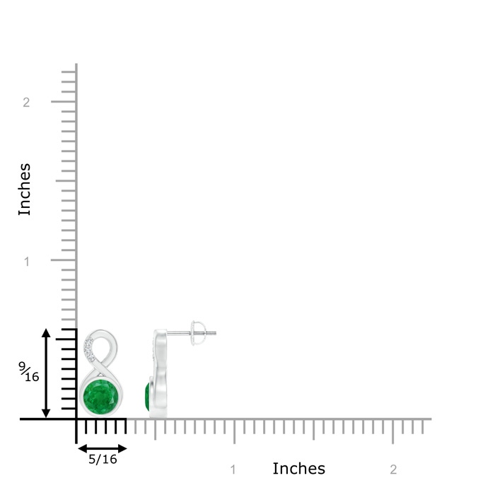 6mm AA Bezel-Set Emerald Infinity Stud Earrings with Diamonds in P950 Platinum product image