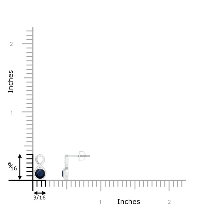 4mm A Bezel-Set Sapphire Infinity Stud Earrings with Diamonds in White Gold product image