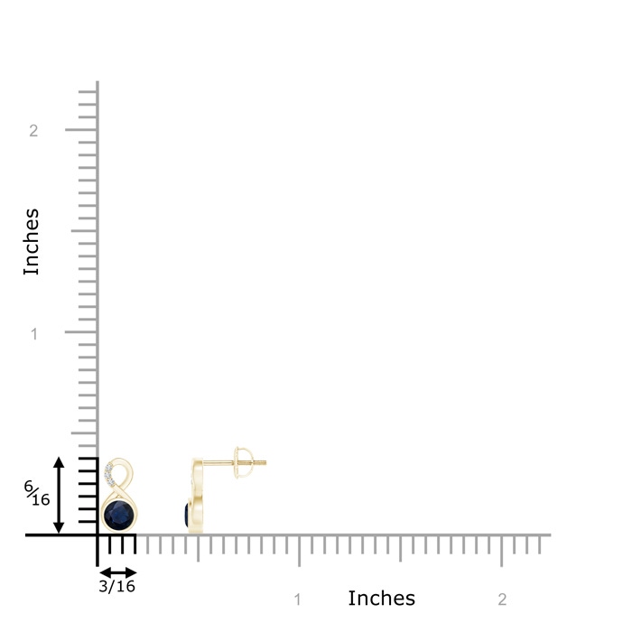 4mm A Bezel-Set Sapphire Infinity Stud Earrings with Diamonds in Yellow Gold product image