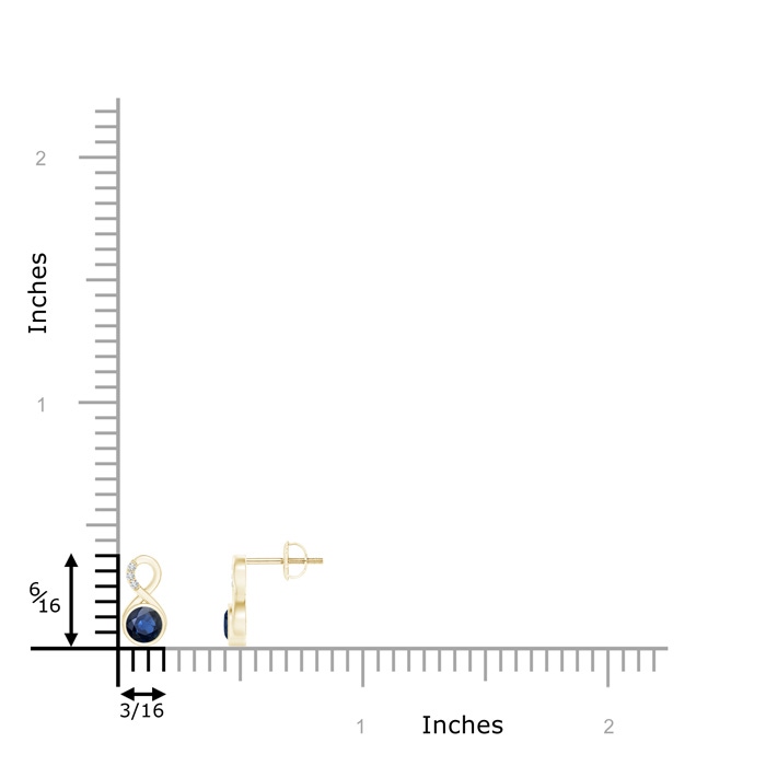 4mm AA Bezel-Set Sapphire Infinity Stud Earrings with Diamonds in Yellow Gold product image