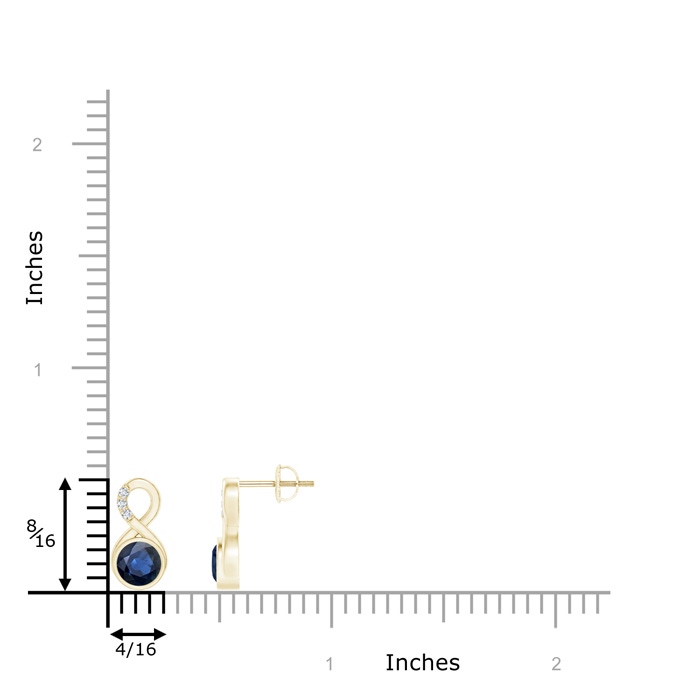 5mm AA Bezel-Set Sapphire Infinity Stud Earrings with Diamonds in Yellow Gold product image