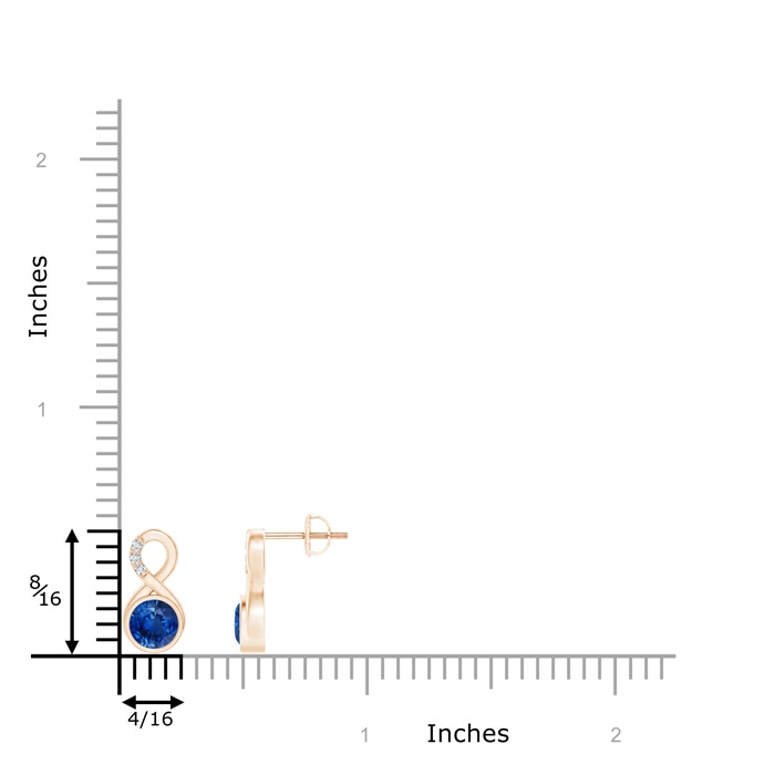 5mm AAA Bezel-Set Sapphire Infinity Stud Earrings with Diamonds in Rose Gold product image