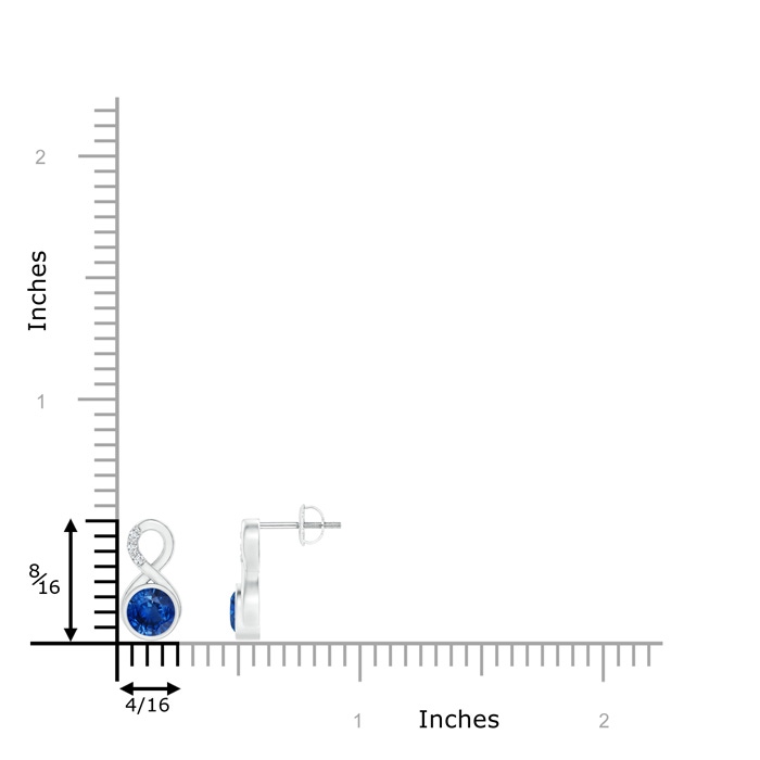 5mm AAA Bezel-Set Sapphire Infinity Stud Earrings with Diamonds in White Gold product image