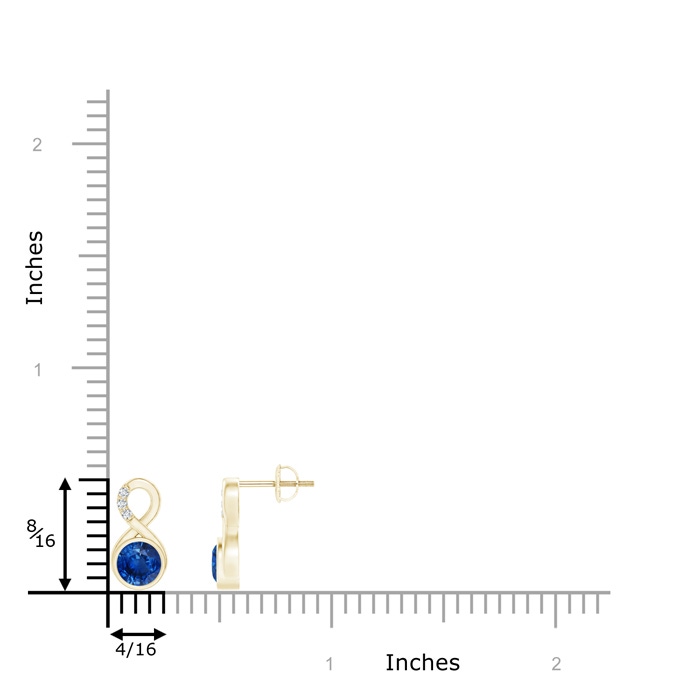 5mm AAA Bezel-Set Sapphire Infinity Stud Earrings with Diamonds in Yellow Gold product image