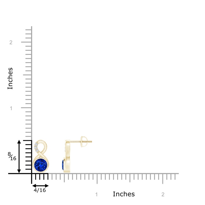 5mm AAAA Bezel-Set Sapphire Infinity Stud Earrings with Diamonds in Yellow Gold product image