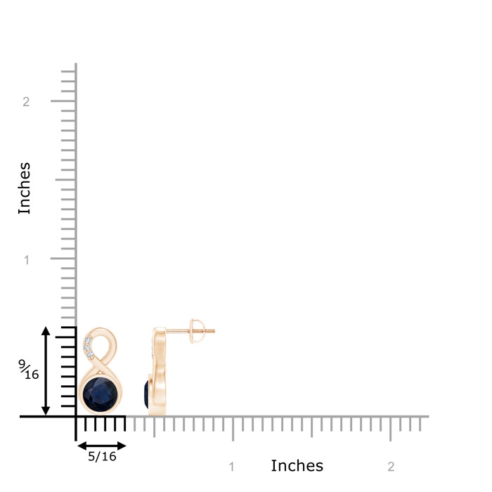 6mm A Bezel-Set Sapphire Infinity Stud Earrings with Diamonds in Rose Gold product image