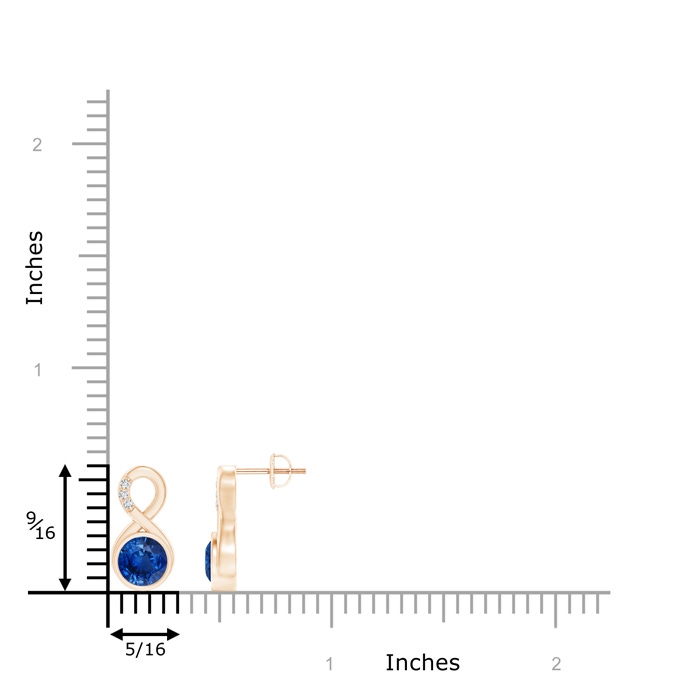 6mm AAA Bezel-Set Sapphire Infinity Stud Earrings with Diamonds in Rose Gold product image