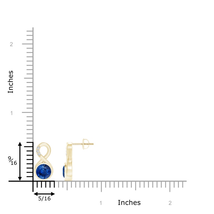 6mm AAA Bezel-Set Sapphire Infinity Stud Earrings with Diamonds in Yellow Gold product image