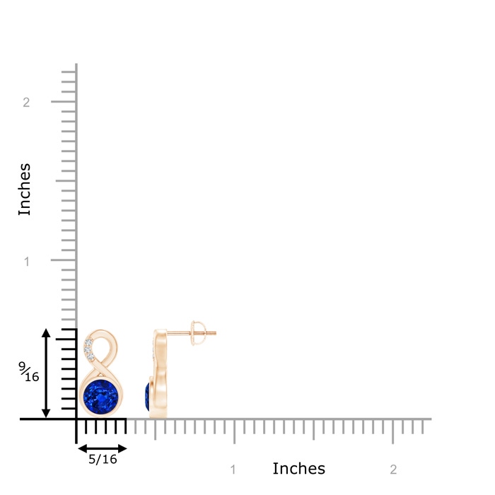 6mm AAAA Bezel-Set Sapphire Infinity Stud Earrings with Diamonds in Rose Gold product image