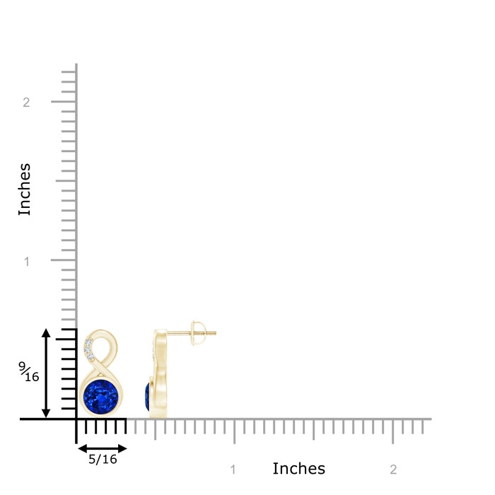 6mm AAAA Bezel-Set Sapphire Infinity Stud Earrings with Diamonds in Yellow Gold product image