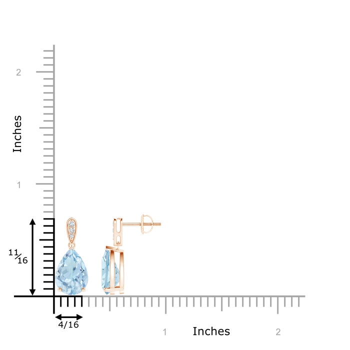 10x7mm AA Pear-Shaped Solitaire Aquamarine Drop Earrings with Diamonds in Rose Gold product image