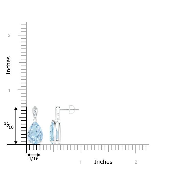 10x7mm AA Pear-Shaped Solitaire Aquamarine Drop Earrings with Diamonds in White Gold product image