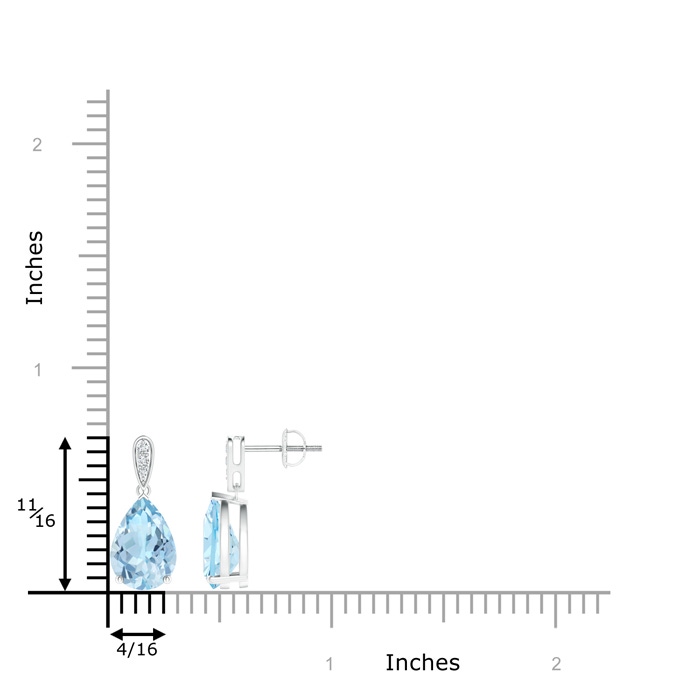 10x7mm AAA Pear-Shaped Solitaire Aquamarine Drop Earrings with Diamonds in P950 Platinum product image