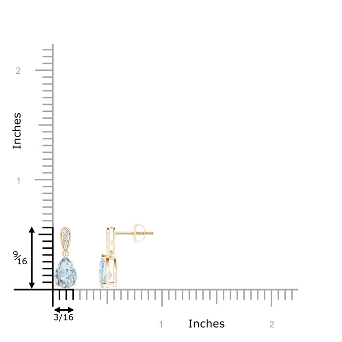7x5mm A Pear-Shaped Solitaire Aquamarine Drop Earrings with Diamonds in Yellow Gold product image