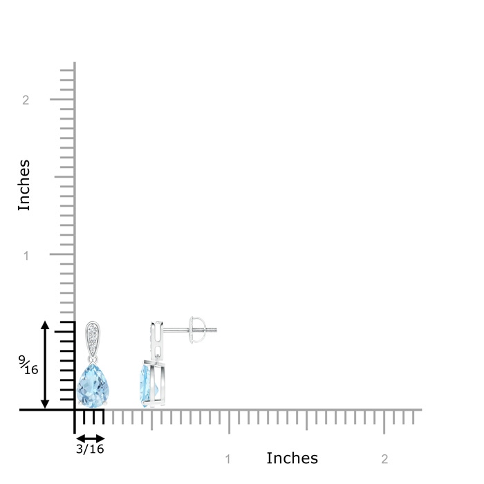 7x5mm AAA Pear-Shaped Solitaire Aquamarine Drop Earrings with Diamonds in P950 Platinum product image