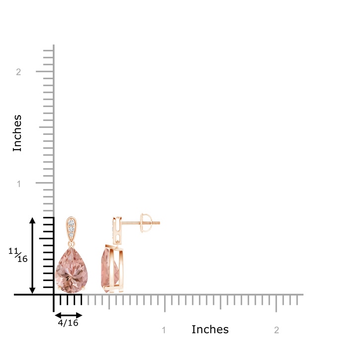 10x7mm AAAA Pear-Shaped Solitaire Morganite Drop Earrings with Diamonds in Rose Gold product image