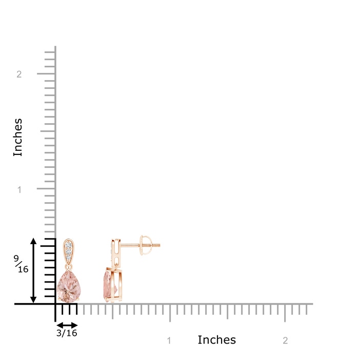 7x5mm AAAA Pear-Shaped Solitaire Morganite Drop Earrings with Diamonds in Rose Gold product image