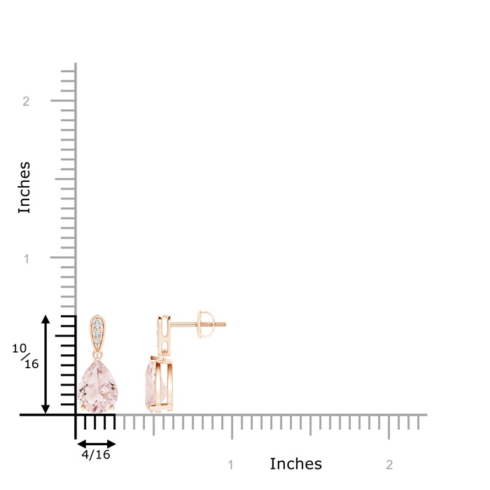 8x6mm A Pear-Shaped Solitaire Morganite Drop Earrings with Diamonds in Rose Gold product image