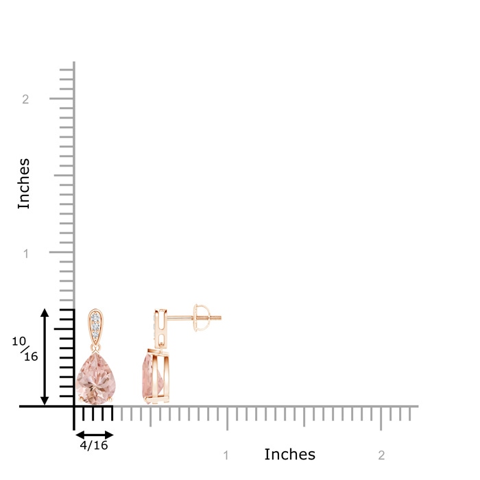8x6mm AAAA Pear-Shaped Solitaire Morganite Drop Earrings with Diamonds in Rose Gold product image