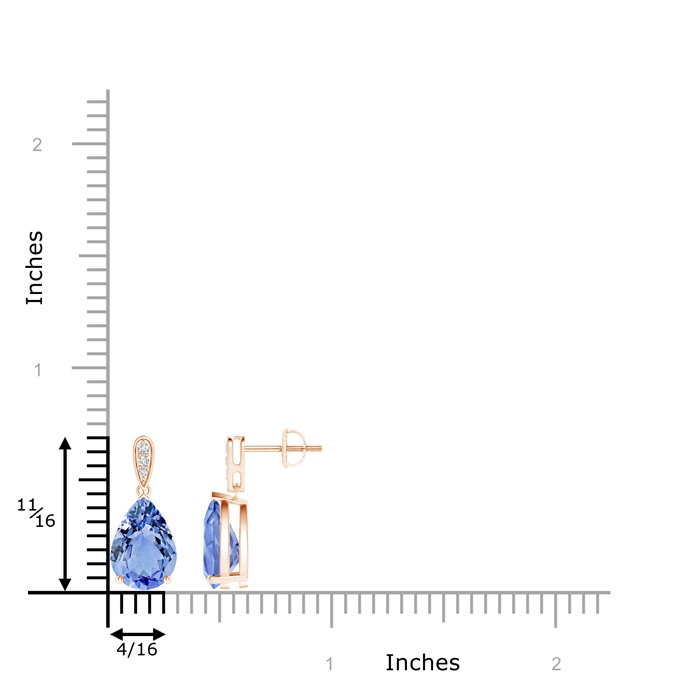 10x7mm A Pear-Shaped Solitaire Tanzanite Drop Earrings with Diamonds in Rose Gold product image