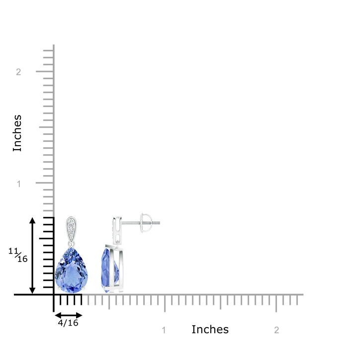 10x7mm A Pear-Shaped Solitaire Tanzanite Drop Earrings with Diamonds in White Gold product image