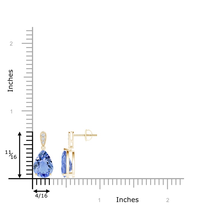 10x7mm A Pear-Shaped Solitaire Tanzanite Drop Earrings with Diamonds in Yellow Gold product image