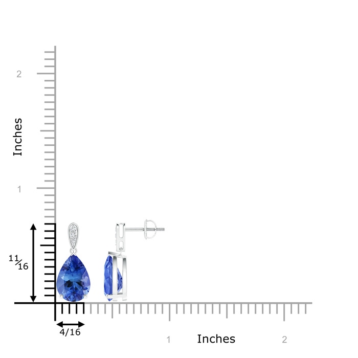 10x7mm AA Pear-Shaped Solitaire Tanzanite Drop Earrings with Diamonds in P950 Platinum product image