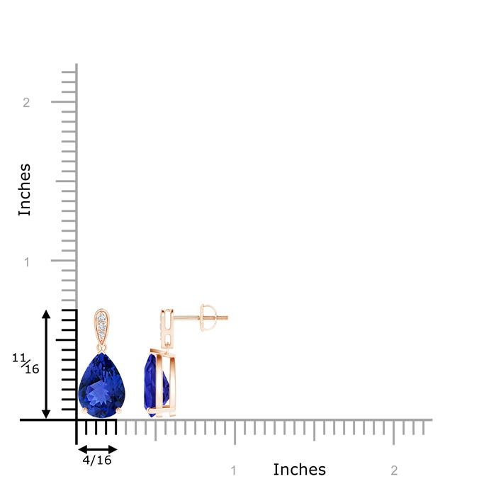 10x7mm AAA Pear-Shaped Solitaire Tanzanite Drop Earrings with Diamonds in Rose Gold product image