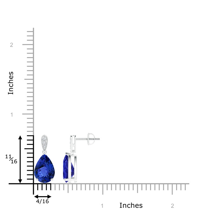 10x7mm AAA Pear-Shaped Solitaire Tanzanite Drop Earrings with Diamonds in White Gold product image