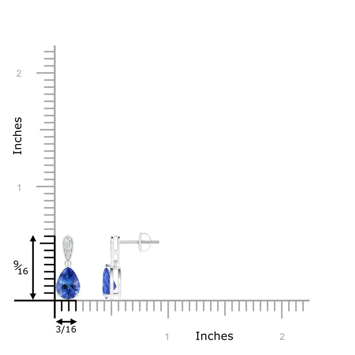 7x5mm AA Pear-Shaped Solitaire Tanzanite Drop Earrings with Diamonds in P950 Platinum product image